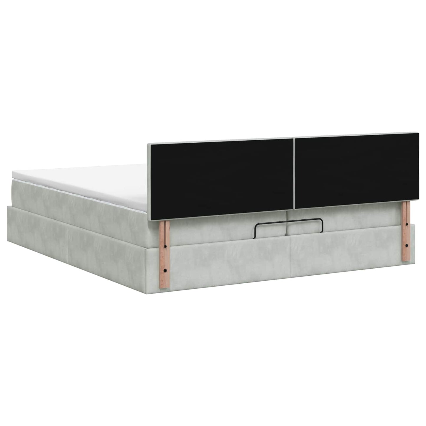 Ottoman seng med madras og LED Lysegrå 200 x 200 cm Velour