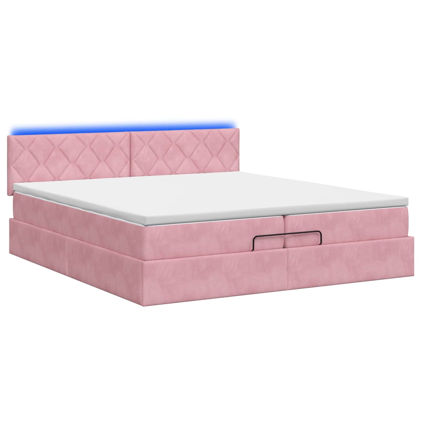 Ottoman seng med madras og LED Lyserød 200 x 200 cm Velour