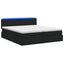 Ottoman seng med madras og LED Sort 160 x 200 cm Stof