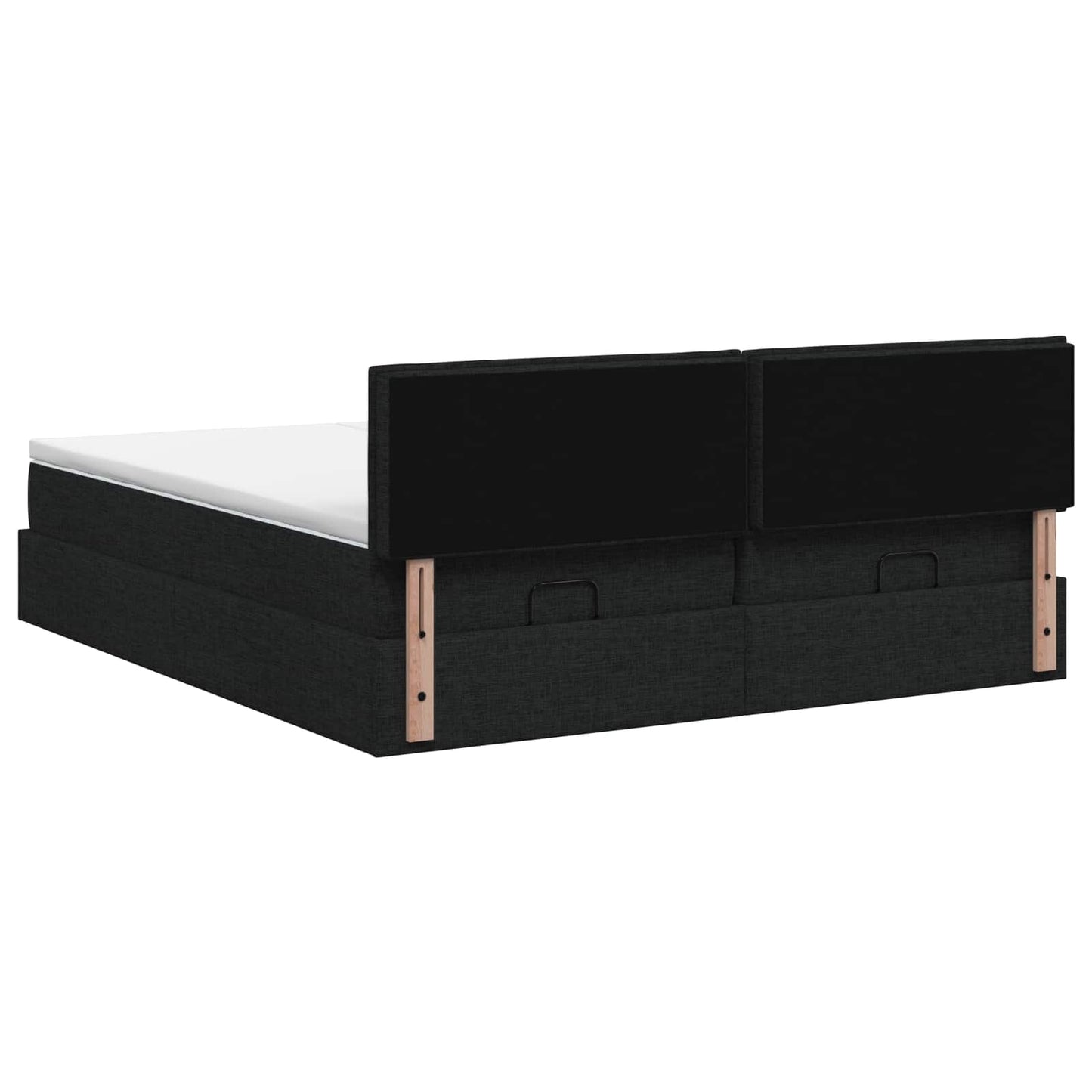 Ottoman seng med madras og LED Sort 160 x 200 cm Stof
