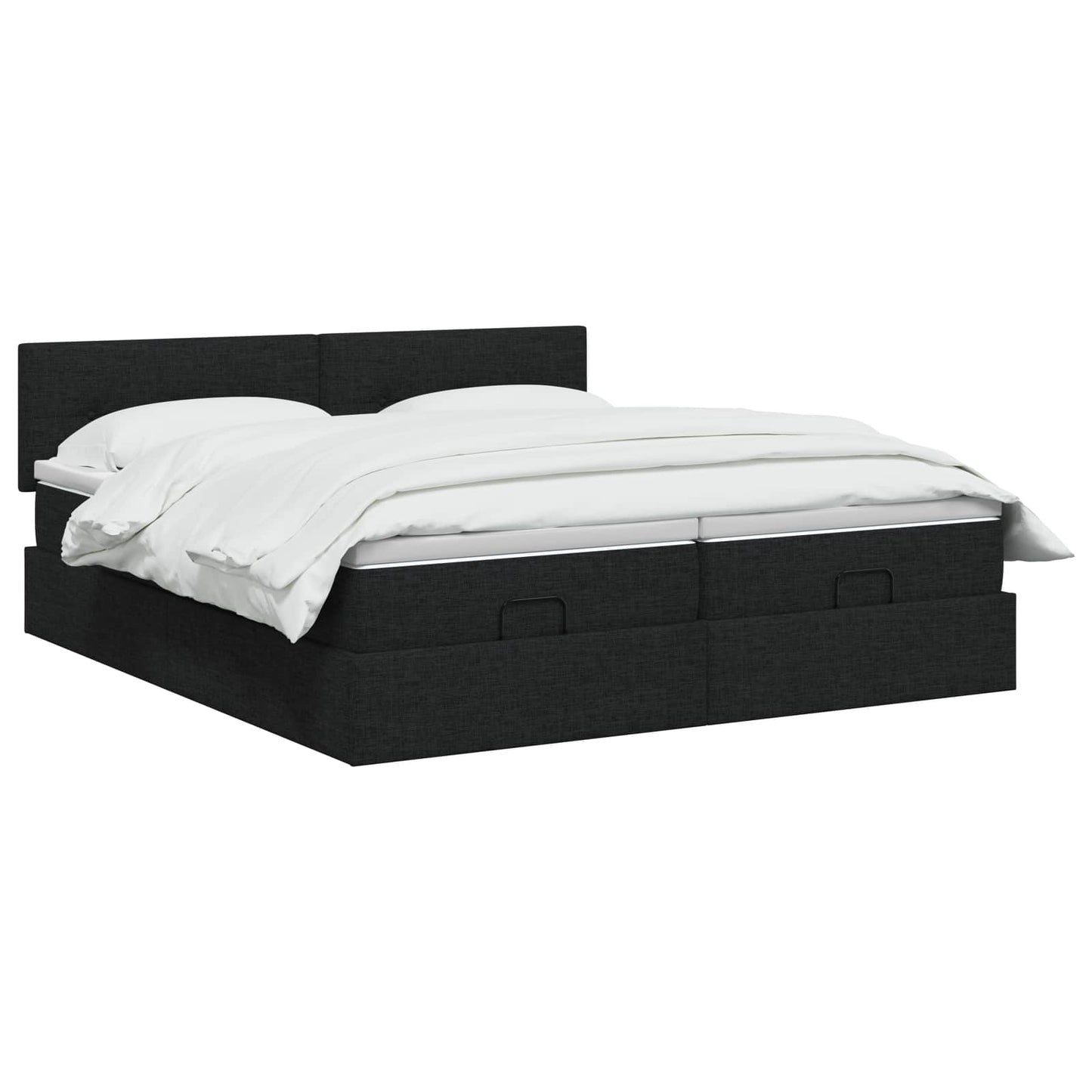 Ottoman seng med madras og LED Sort 160 x 200 cm Stof
