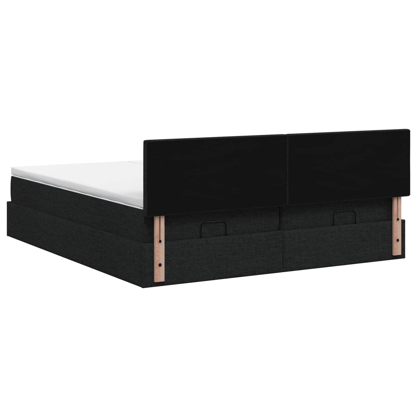 Ottoman seng med madras og LED Sort 160 x 200 cm Stof