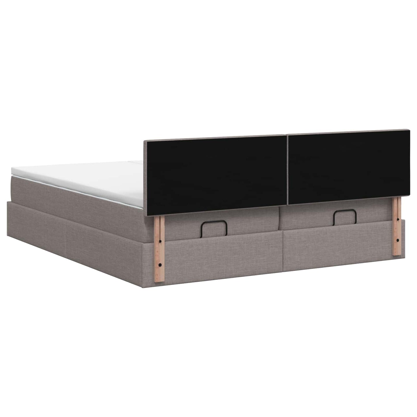 Ottoman seng med madras og LED Gråbrun 160 x 200 cm Stof