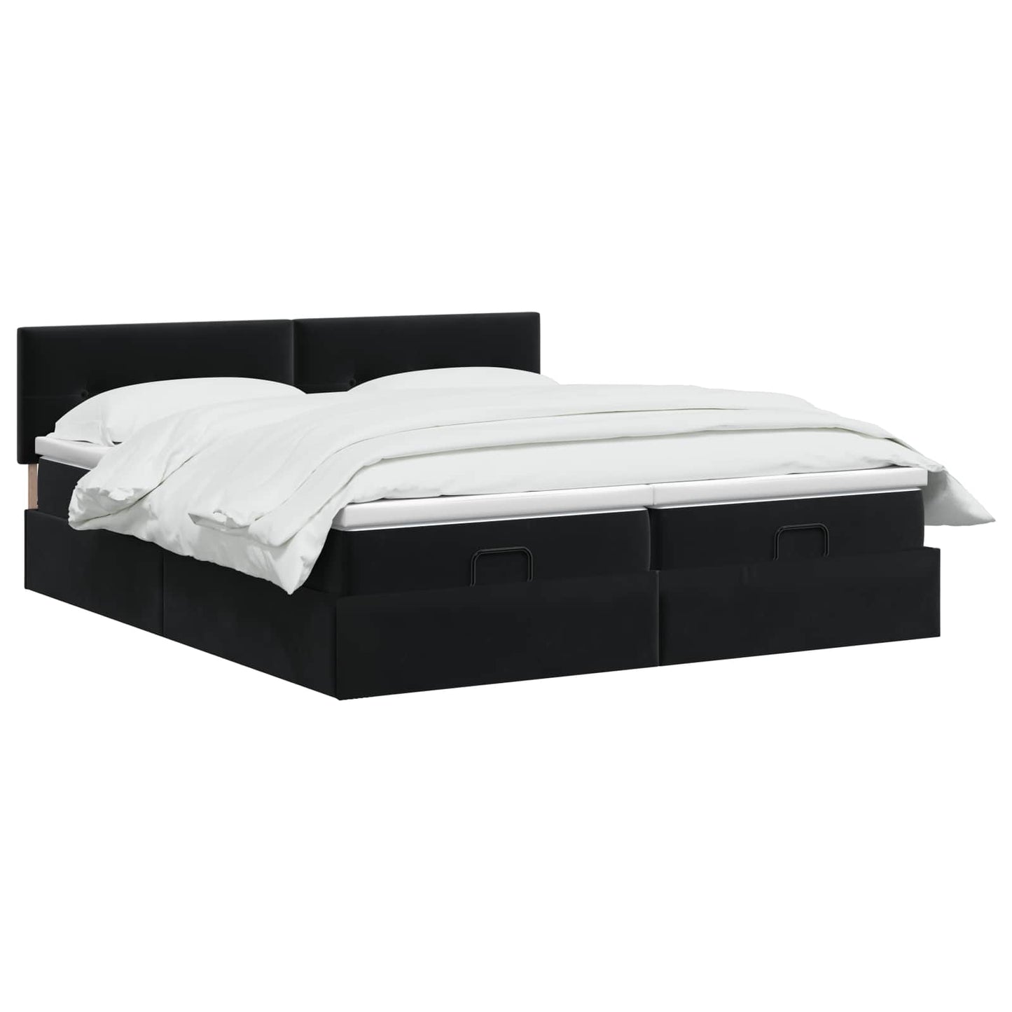 Ottoman seng med madras og LED Sort 160 x 200 cm Velour
