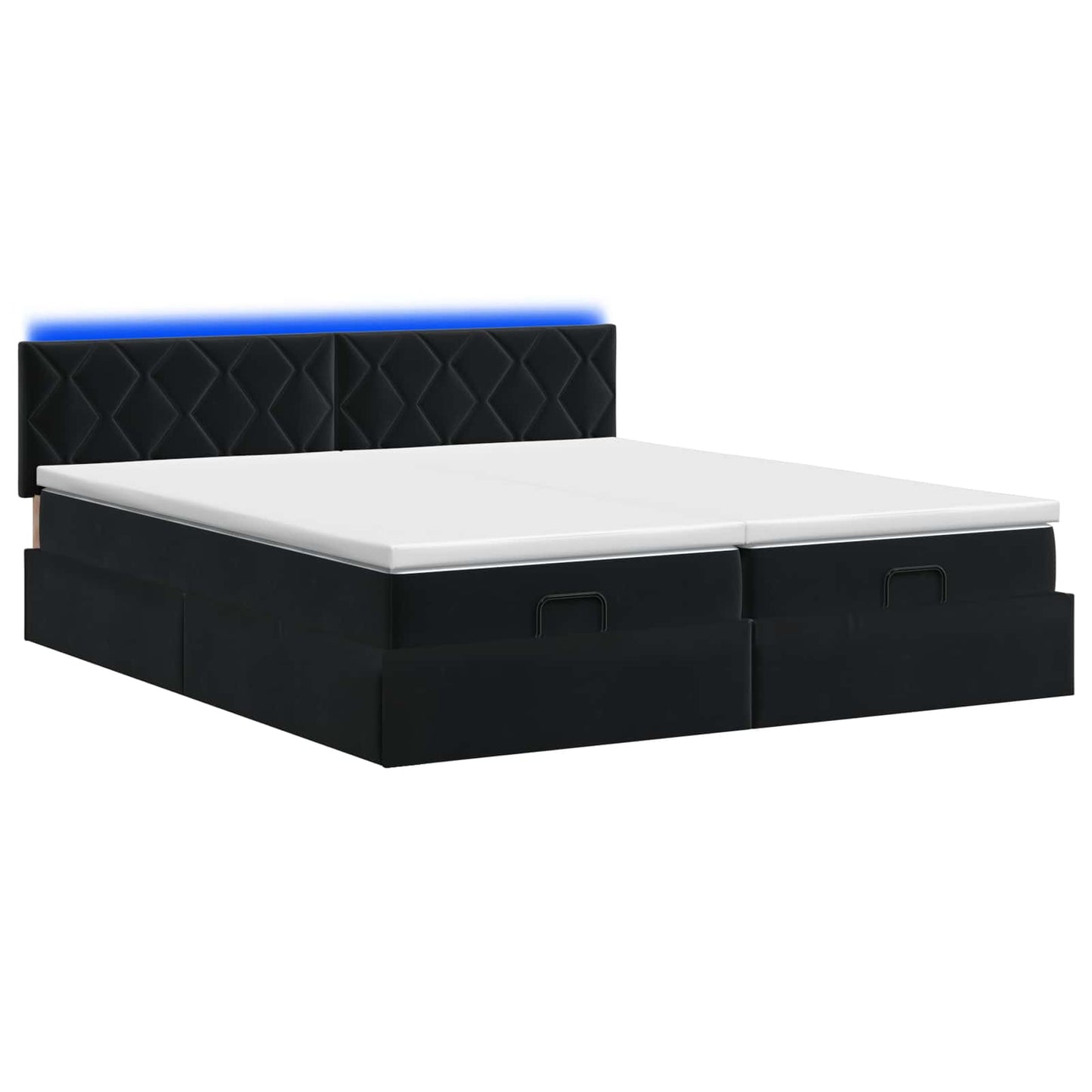Ottoman seng med madras og LED Sort 160 x 200 cm Velour