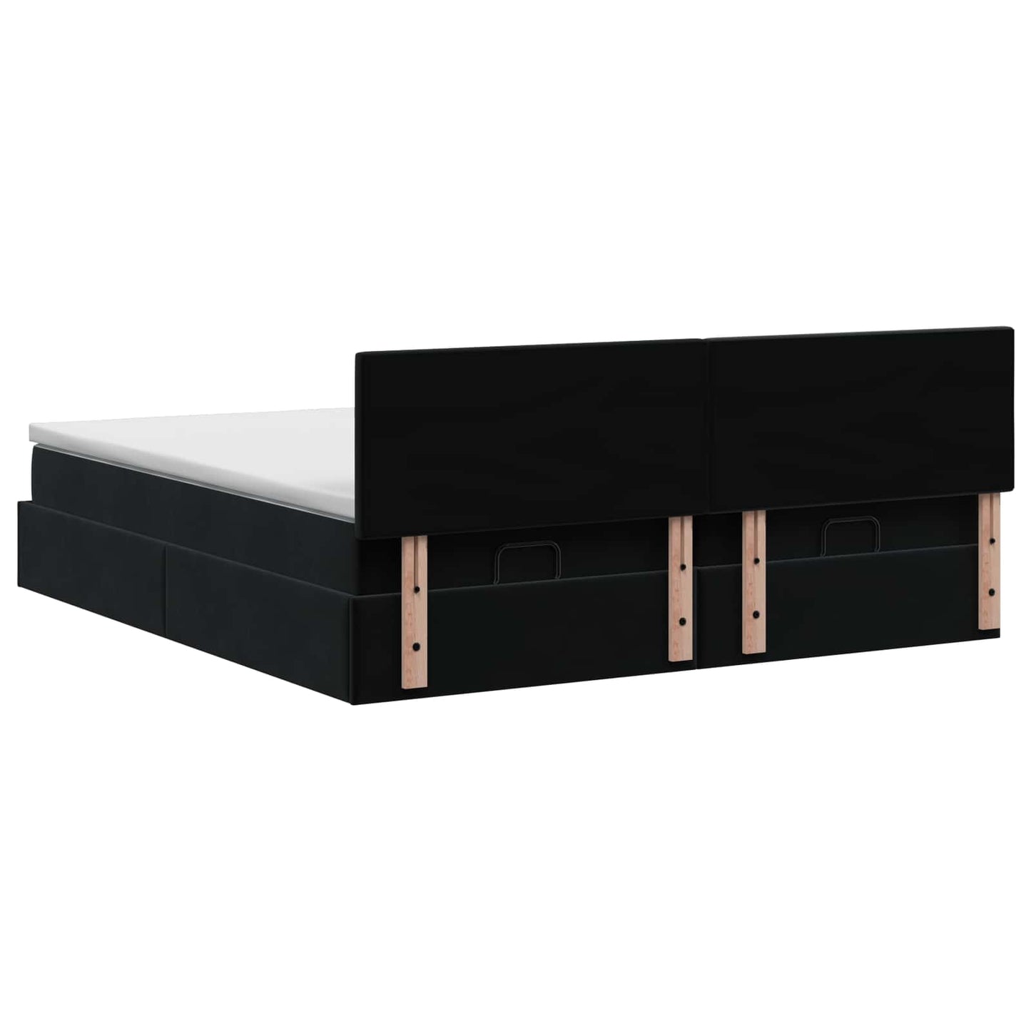 Ottoman seng med madras og LED Sort 160 x 200 cm Velour