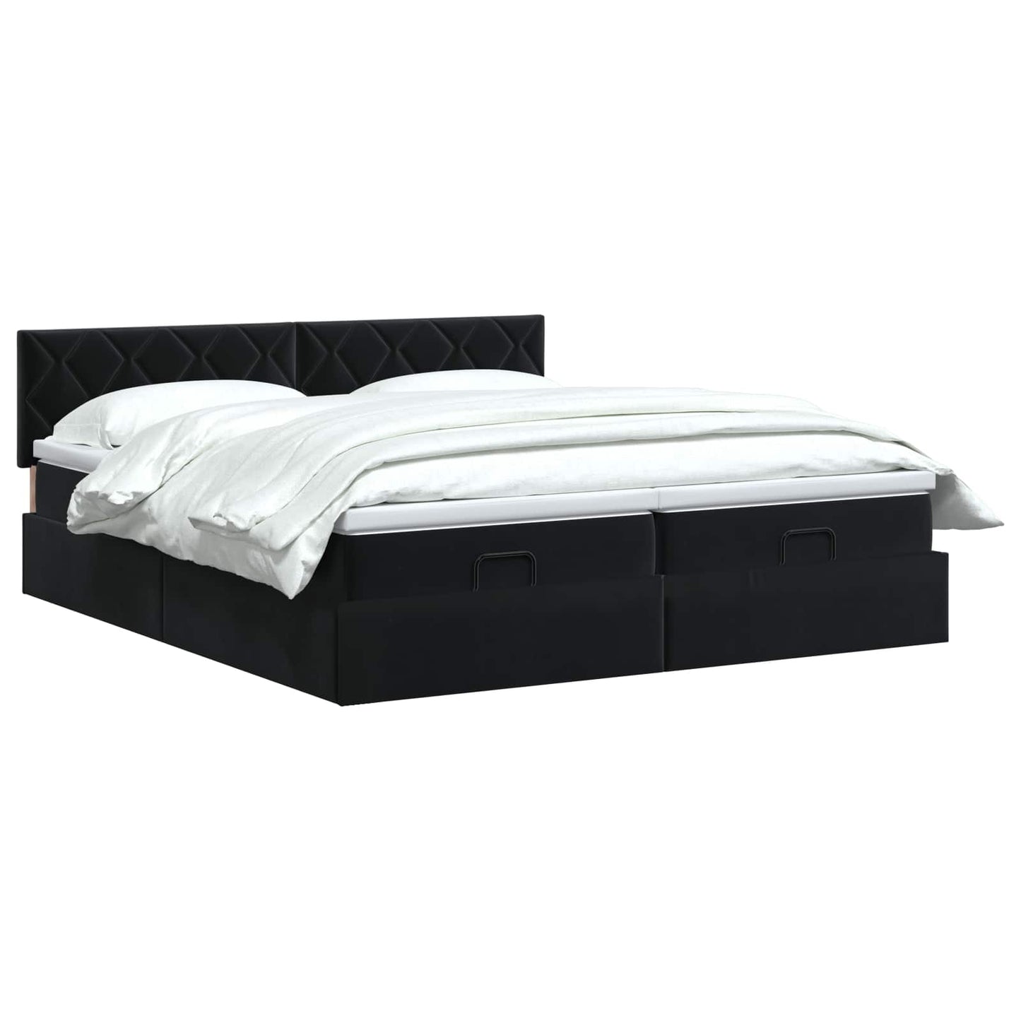 Ottoman seng med madras og LED Sort 160 x 200 cm Velour