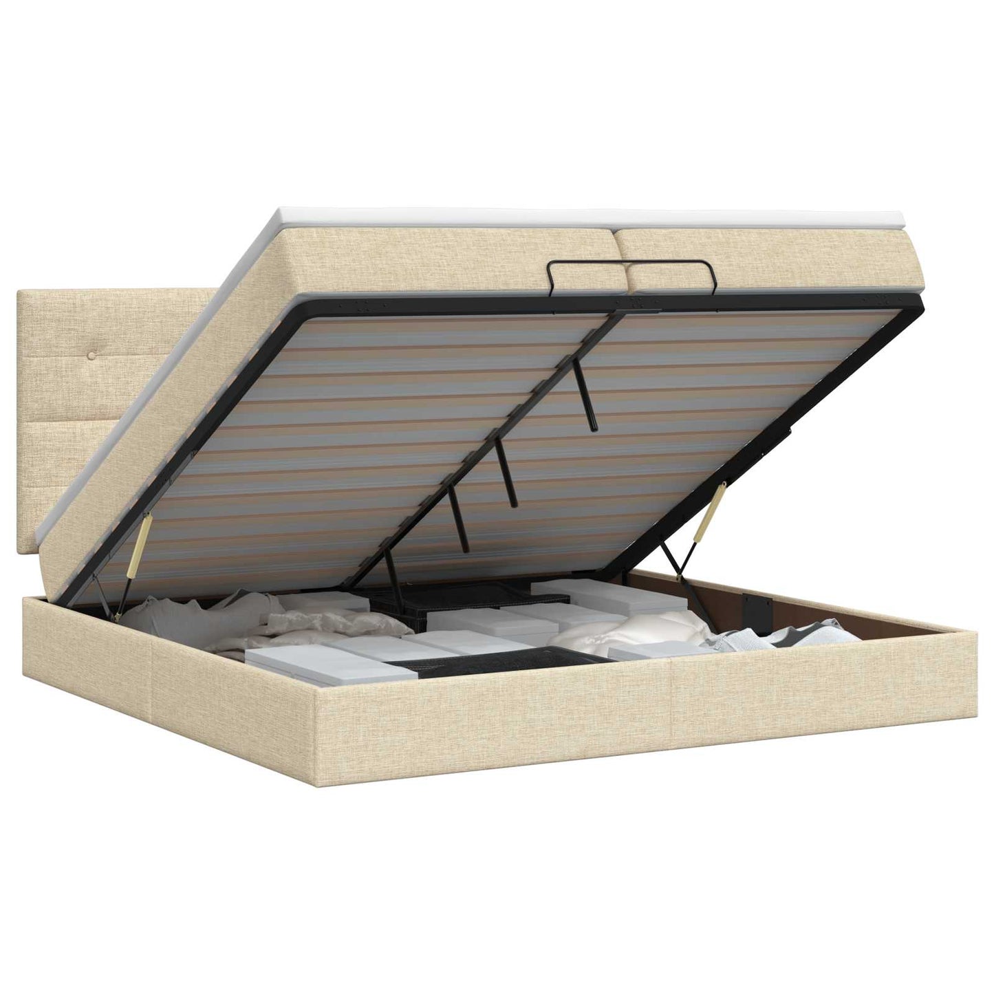 Ottoman seng med madras Cremefarvet 200 x 200 cm Stof
