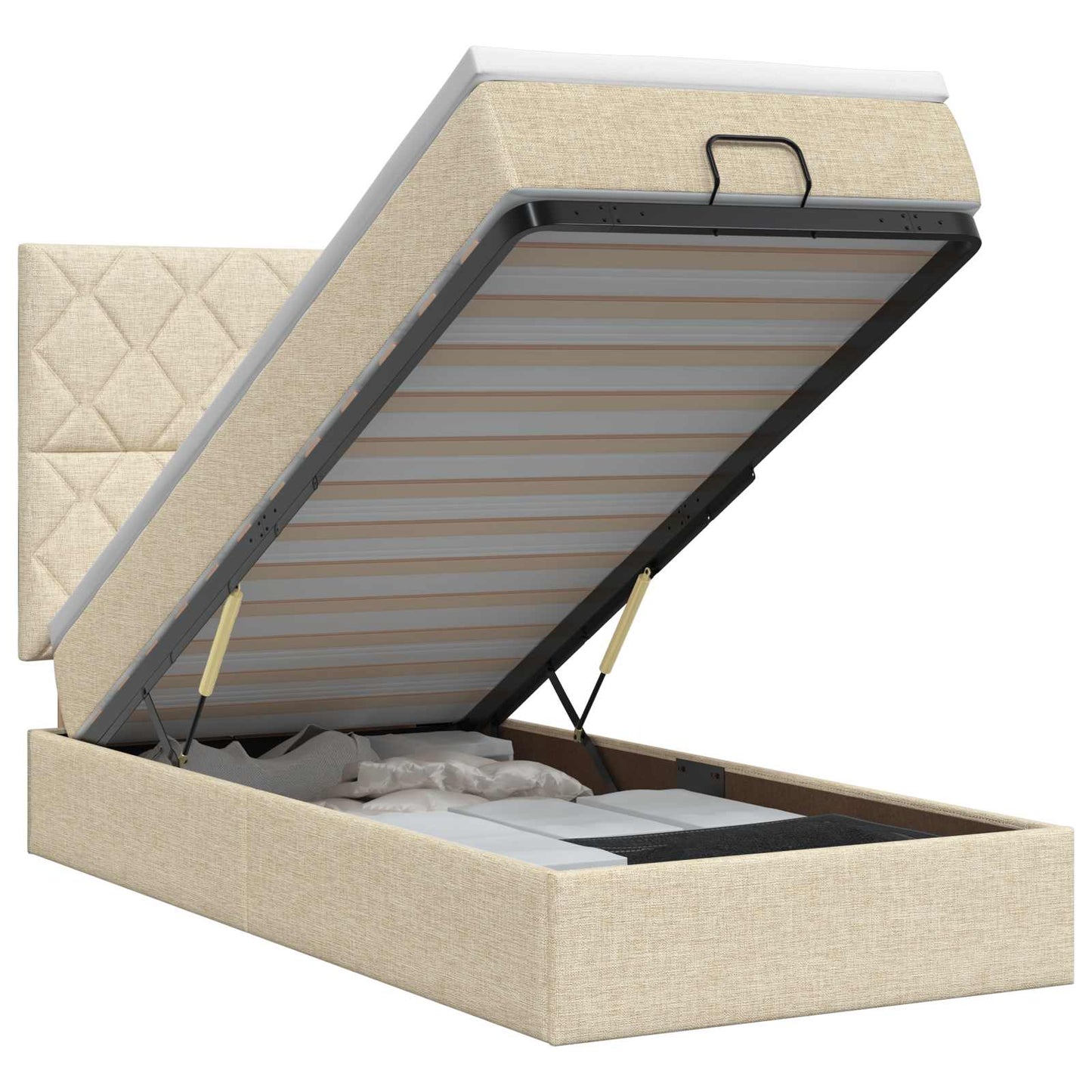 Ottoman seng med madras Cremefarvet 90 x 190 cm Stof