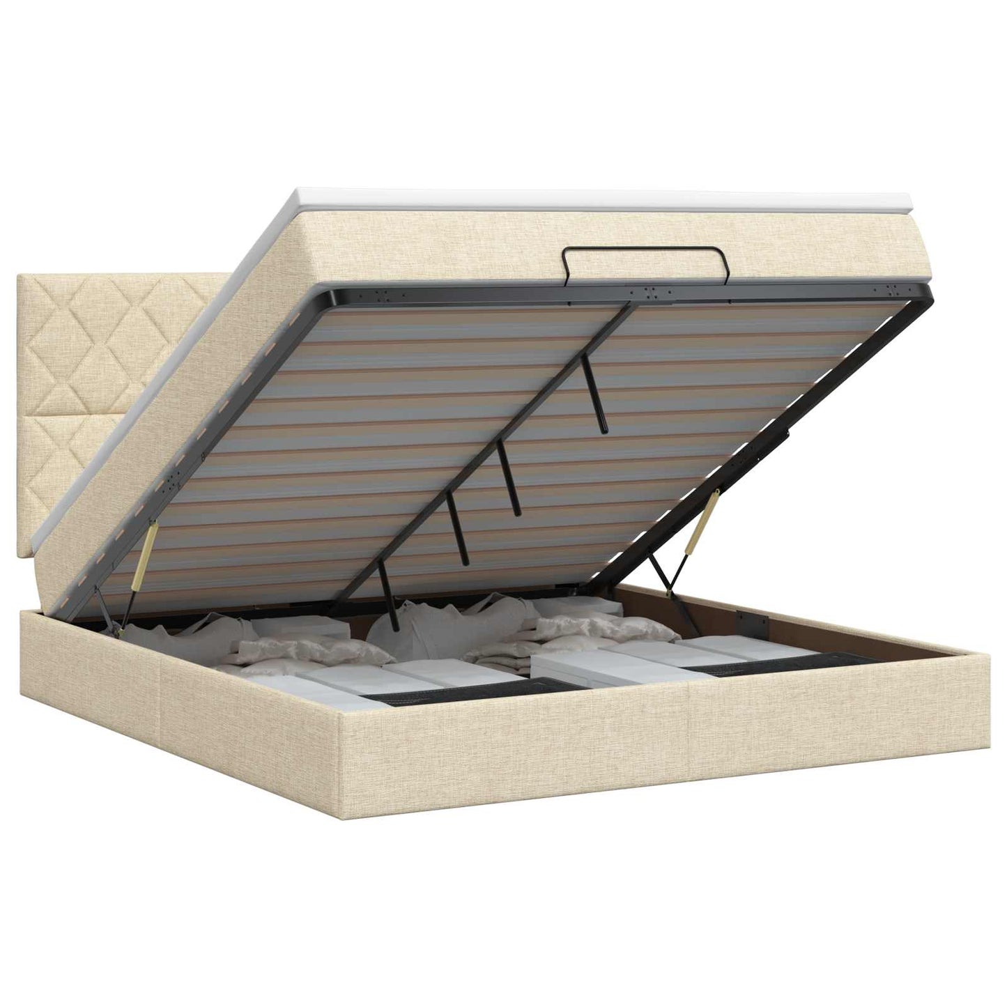 Ottoman seng med madras Cremefarvet 180 x 200 cm Stof