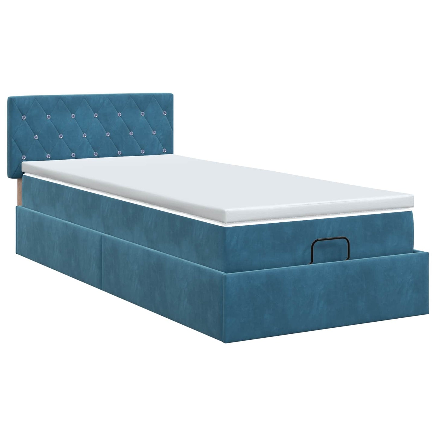 Ottoman seng med madras Mørk blå 90 x 190 cm Fløjl