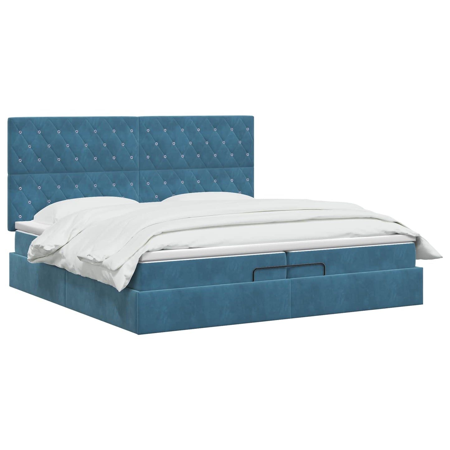 Ottoman seng med madras Mørk blå 200 x 200 cm Fløjl