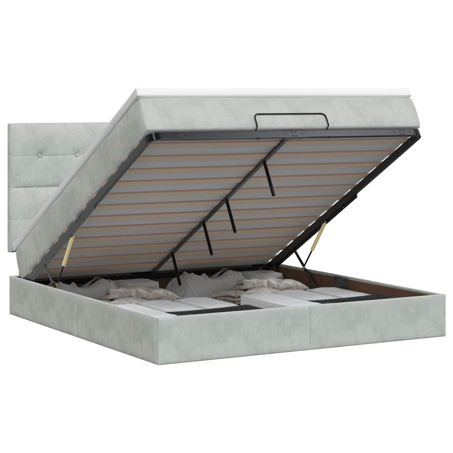 Ottoman seng med madras Lysegrå 140 x 200 cm Fløjl