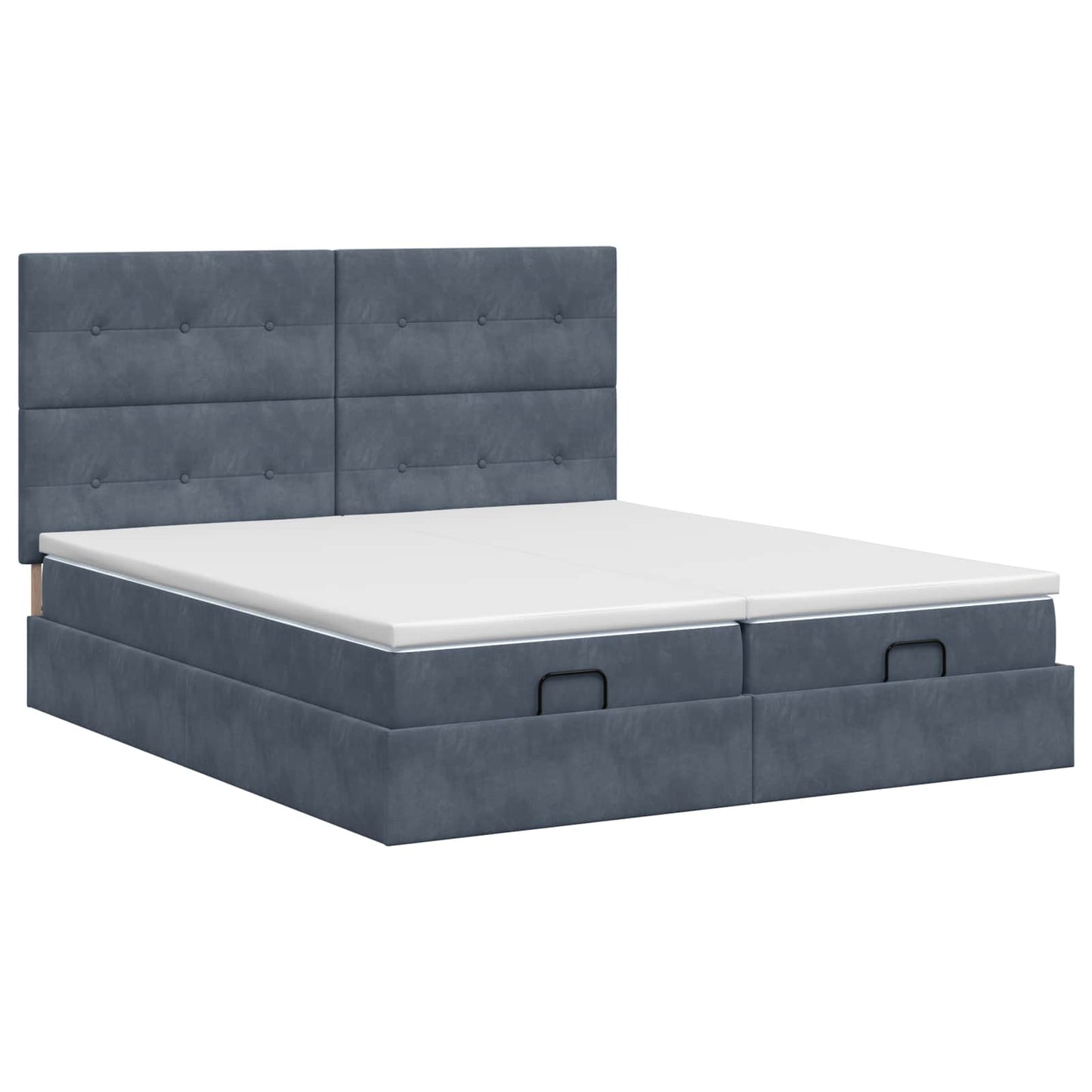 Ottoman seng med madras med hovedgærde 2 stk. Mørkegrå Fløjl