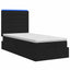 Ottoman seng med madras og LED Sort 100 x 200 cm Stof