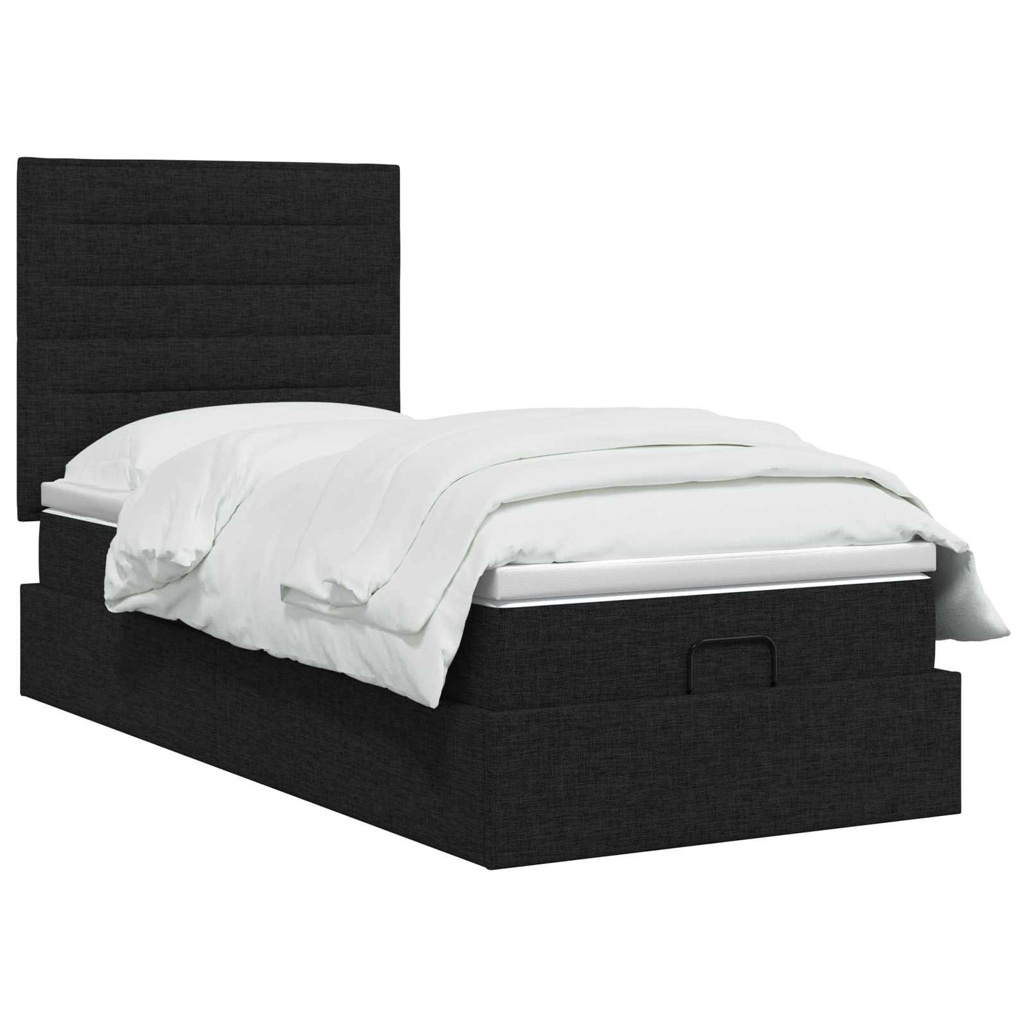 Ottoman seng med madras og LED Sort 100 x 200 cm Stof