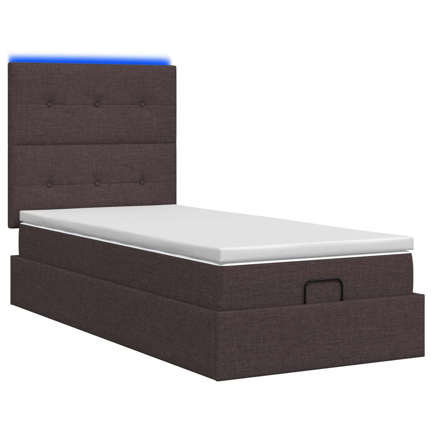 Ottoman seng med madras og LED Mørk Brun 90 x 190 cm Stof
