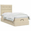 Ottoman seng med madras og LED Cremefarvet 90 x 190 cm Stof
