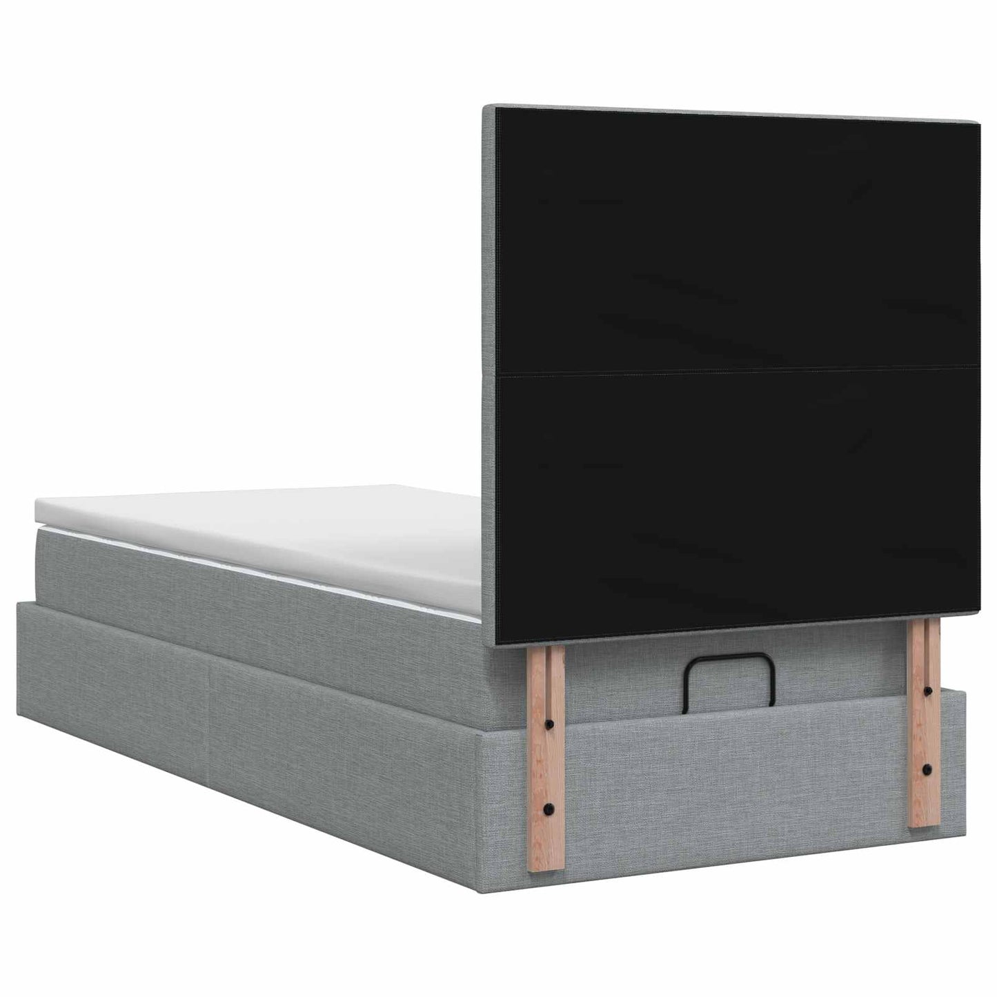 Ottoman seng med madras og LED Lysegrå 100 x 200 cm Stof
