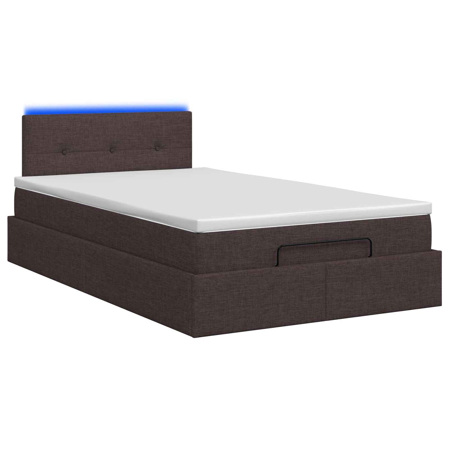 Ottoman seng med madras og LED Mørk Brun 120 x 190 cm Stof