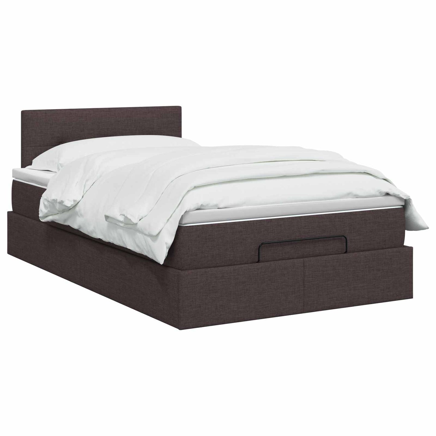 Ottoman seng med madras og LED Mørk Brun 120 x 190 cm Stof