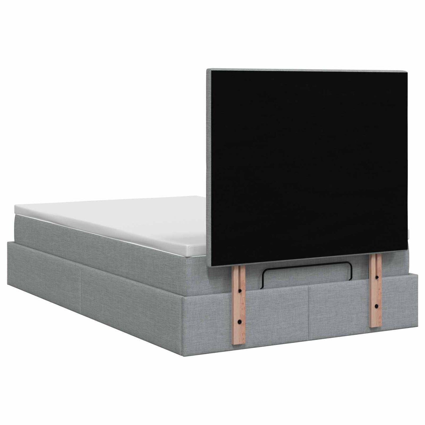 Ottoman seng med madras og LED Lysegrå 120 x 200 cm Stof
