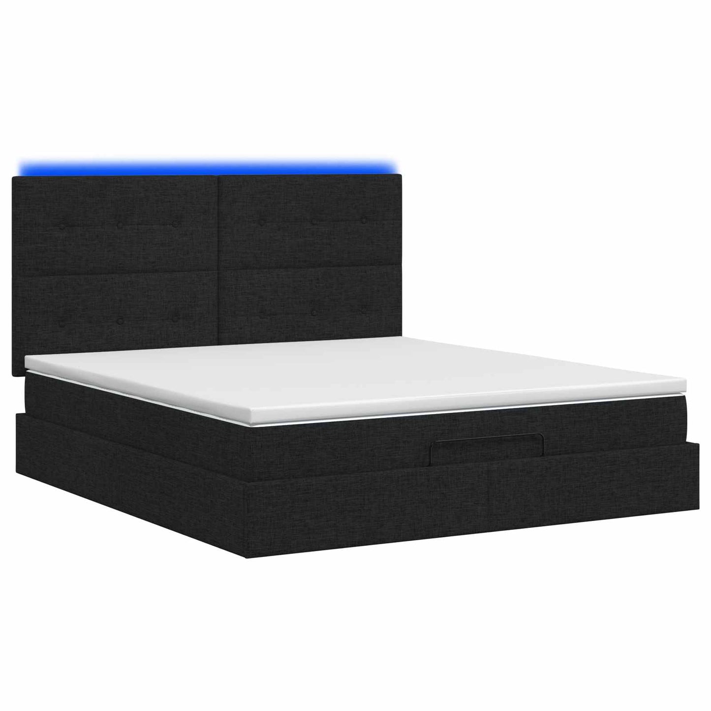 Ottoman seng med madras og LED Sort 140 x 190 cm Stof
