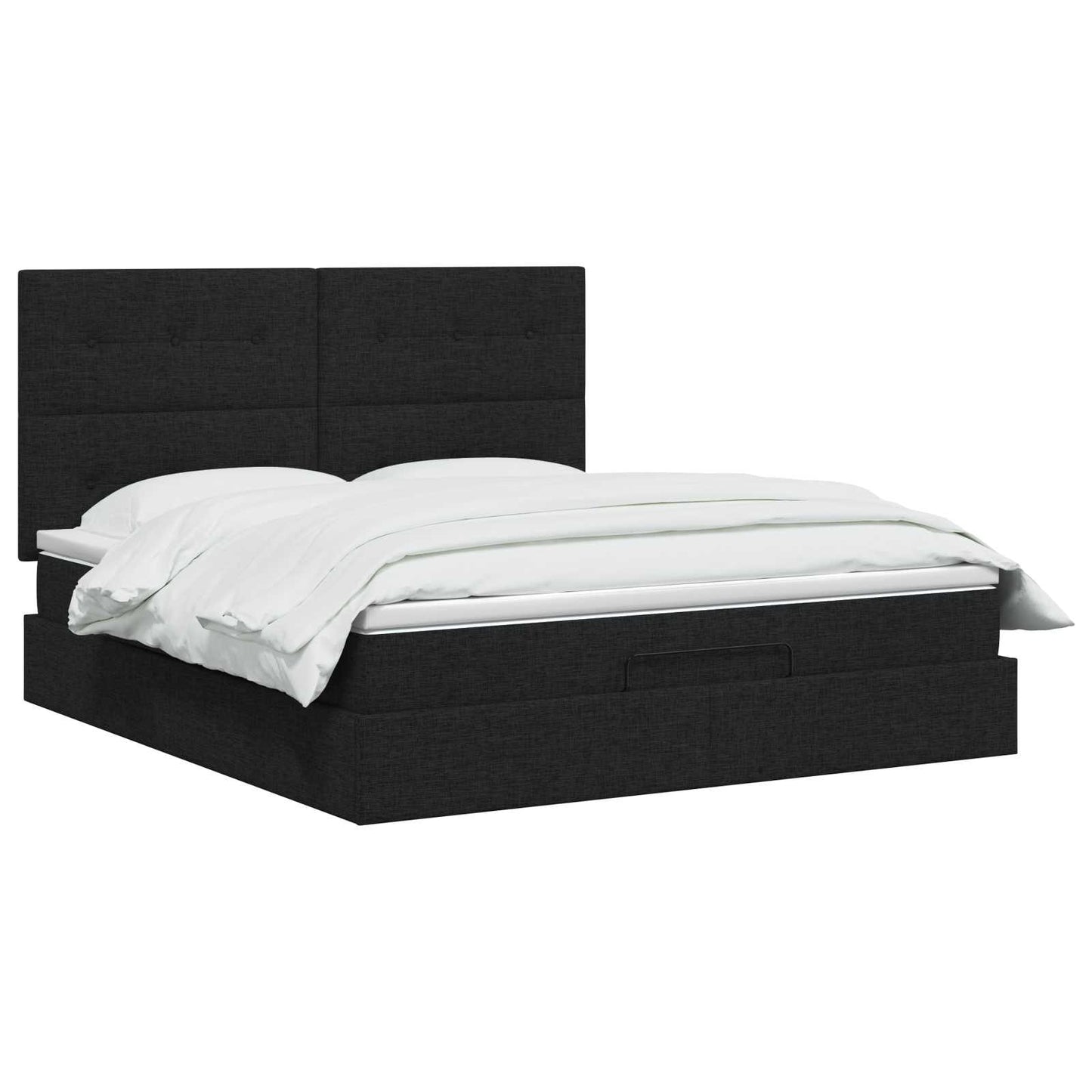 Ottoman seng med madras og LED Sort 140 x 190 cm Stof