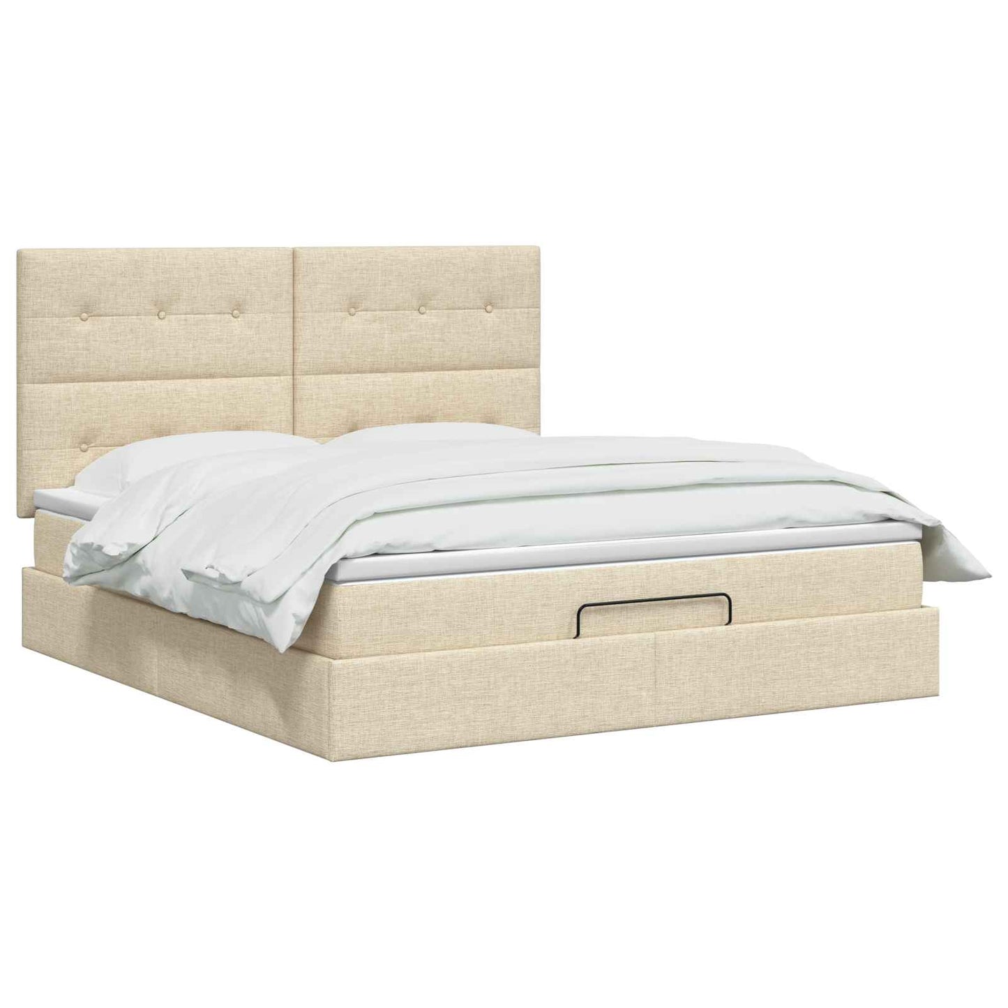 Ottoman seng med madras og LED Cremefarvet 140 x 200 cm Stof