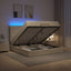 Ottoman seng med madras og LED Cremefarvet 140 x 190 cm Stof