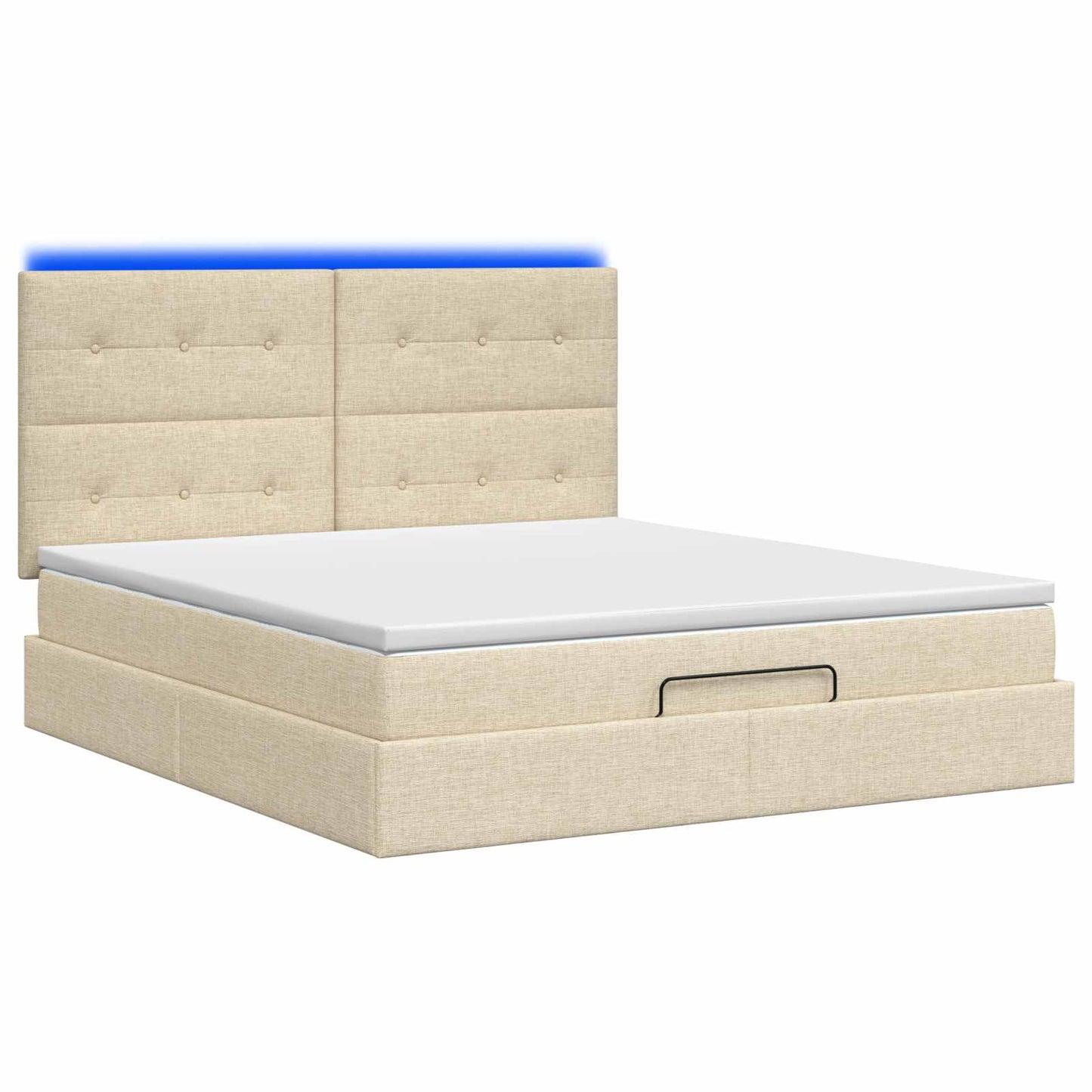 Ottoman seng med madras og LED Cremefarvet 180 x 200 cm Stof