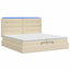 Ottoman seng med madras og LED Cremefarvet 200 x 200 cm Stof