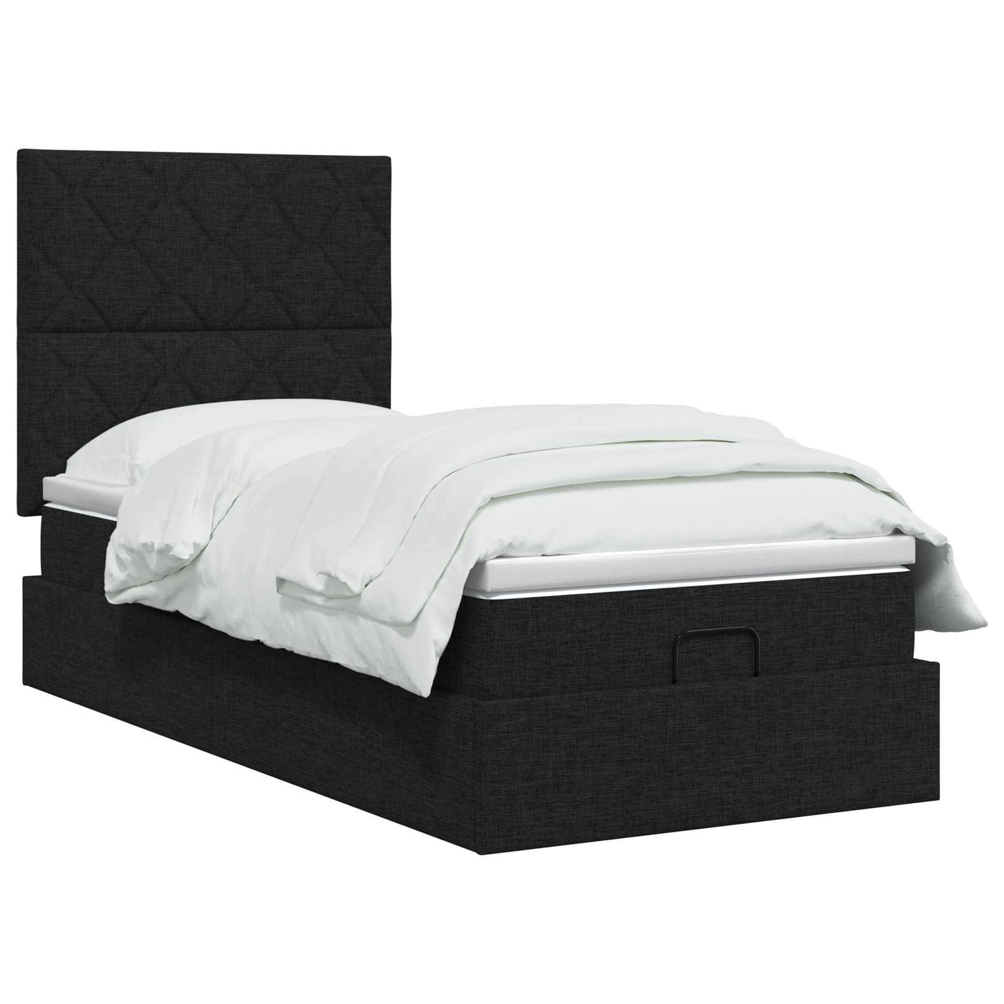 Ottoman seng med madras og LED Sort 80 x 200 cm Stof