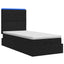 Ottoman seng med madras og LED Sort 90 x 190 cm Stof