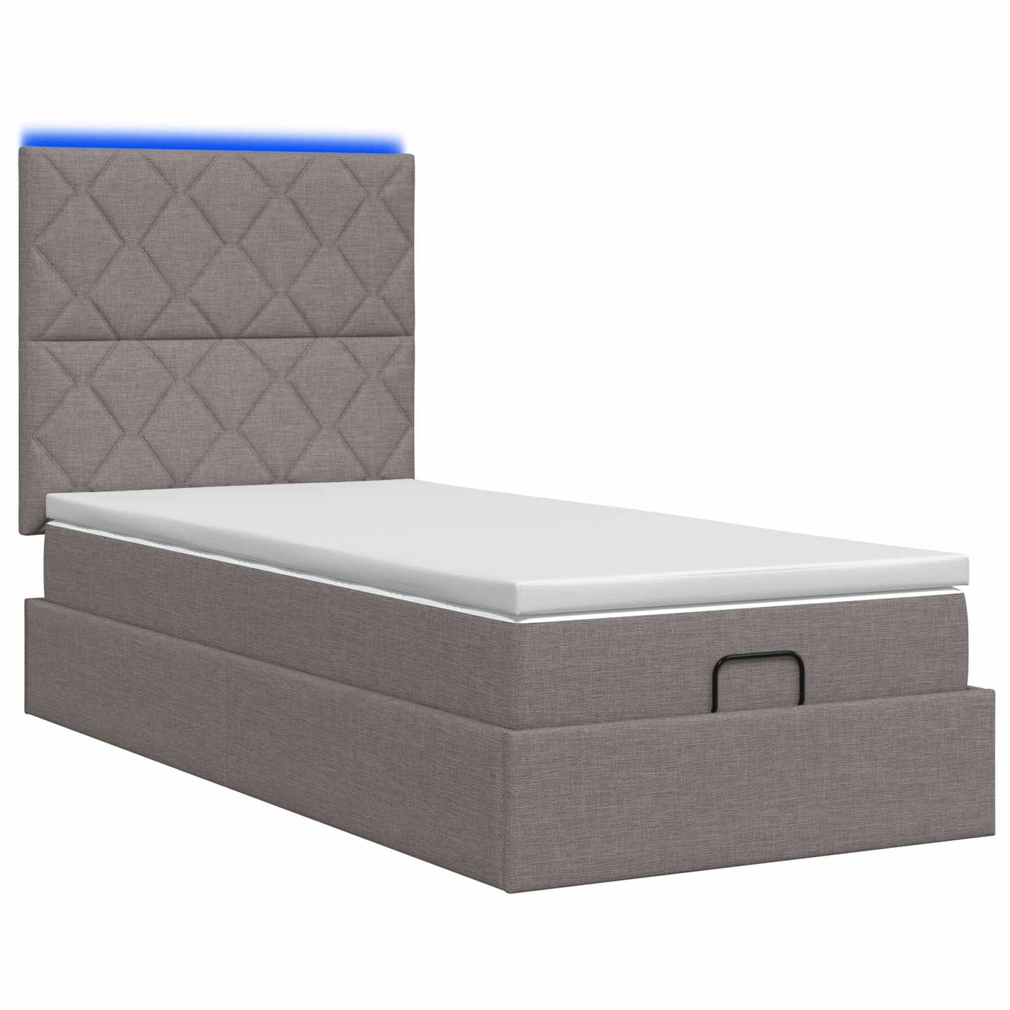 Ottoman seng med madras og LED Gråbrun 90 x 190 cm Stof