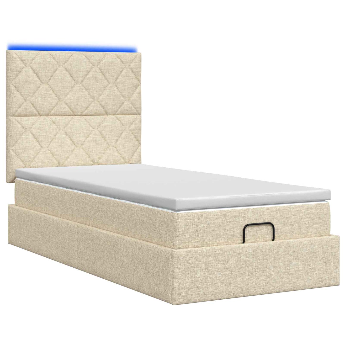 Ottoman seng med madras og LED Cremefarvet 90 x 190 cm Stof
