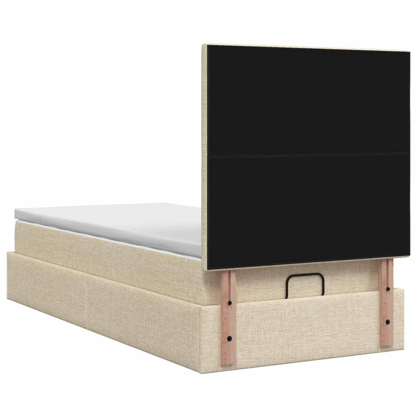 Ottoman seng med madras og LED Cremefarvet 90 x 190 cm Stof