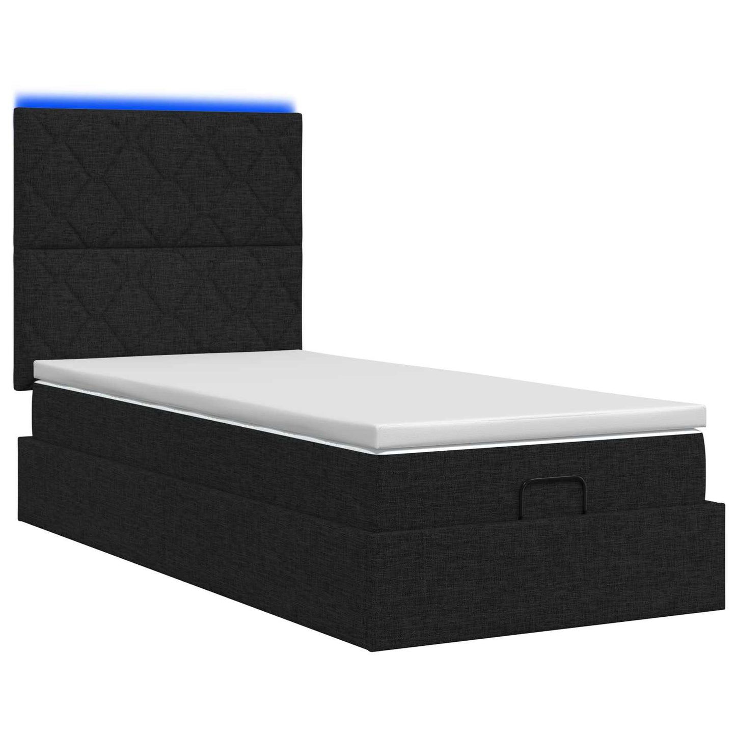 Ottoman seng med madras og LED Sort 90 x 200 cm Stof