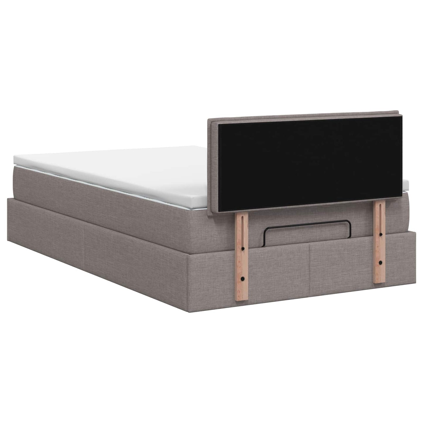 Ottoman seng med madras og LED Gråbrun 120 x 190 cm Stof