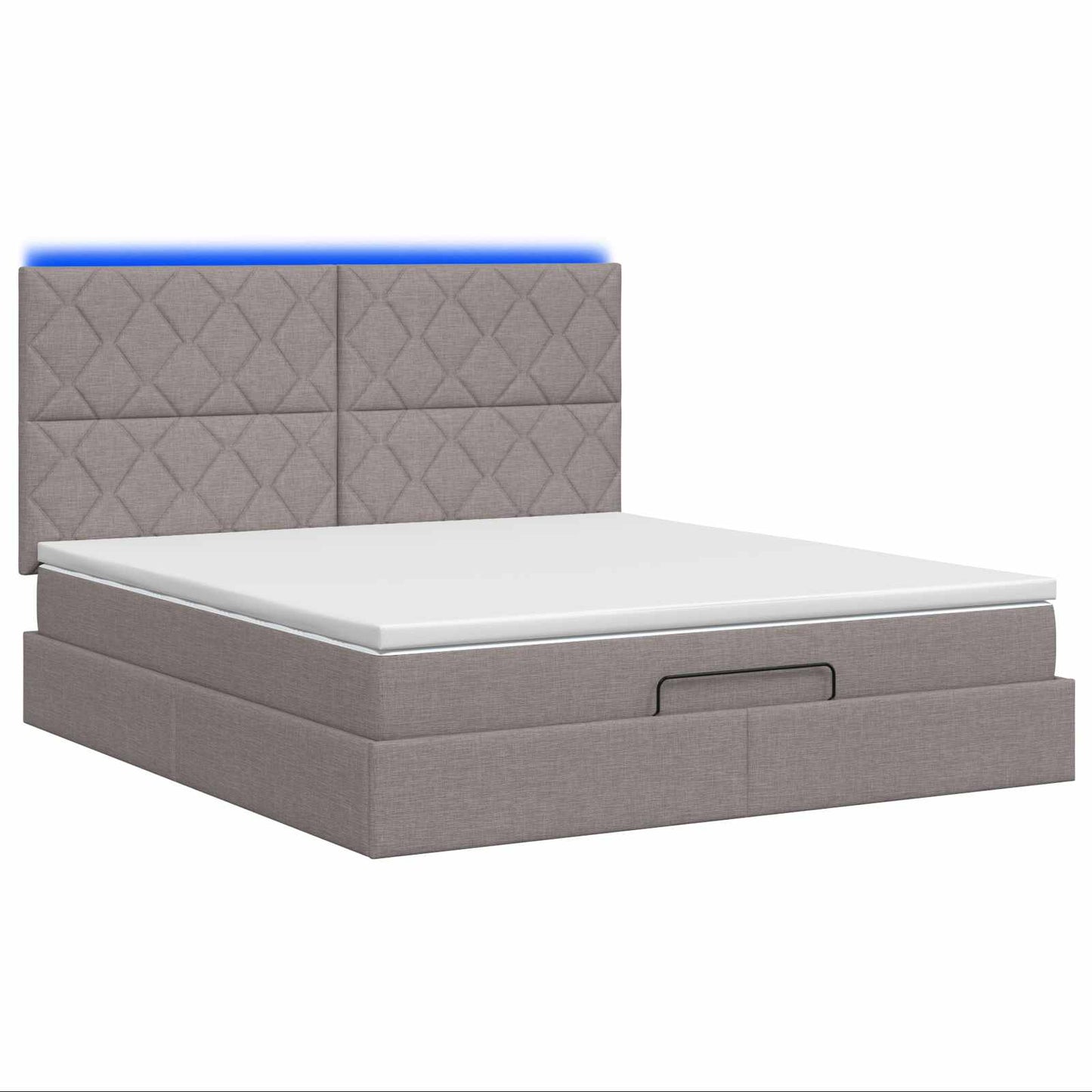 Ottoman seng med madras og LED Gråbrun 140 x 190 cm Stof