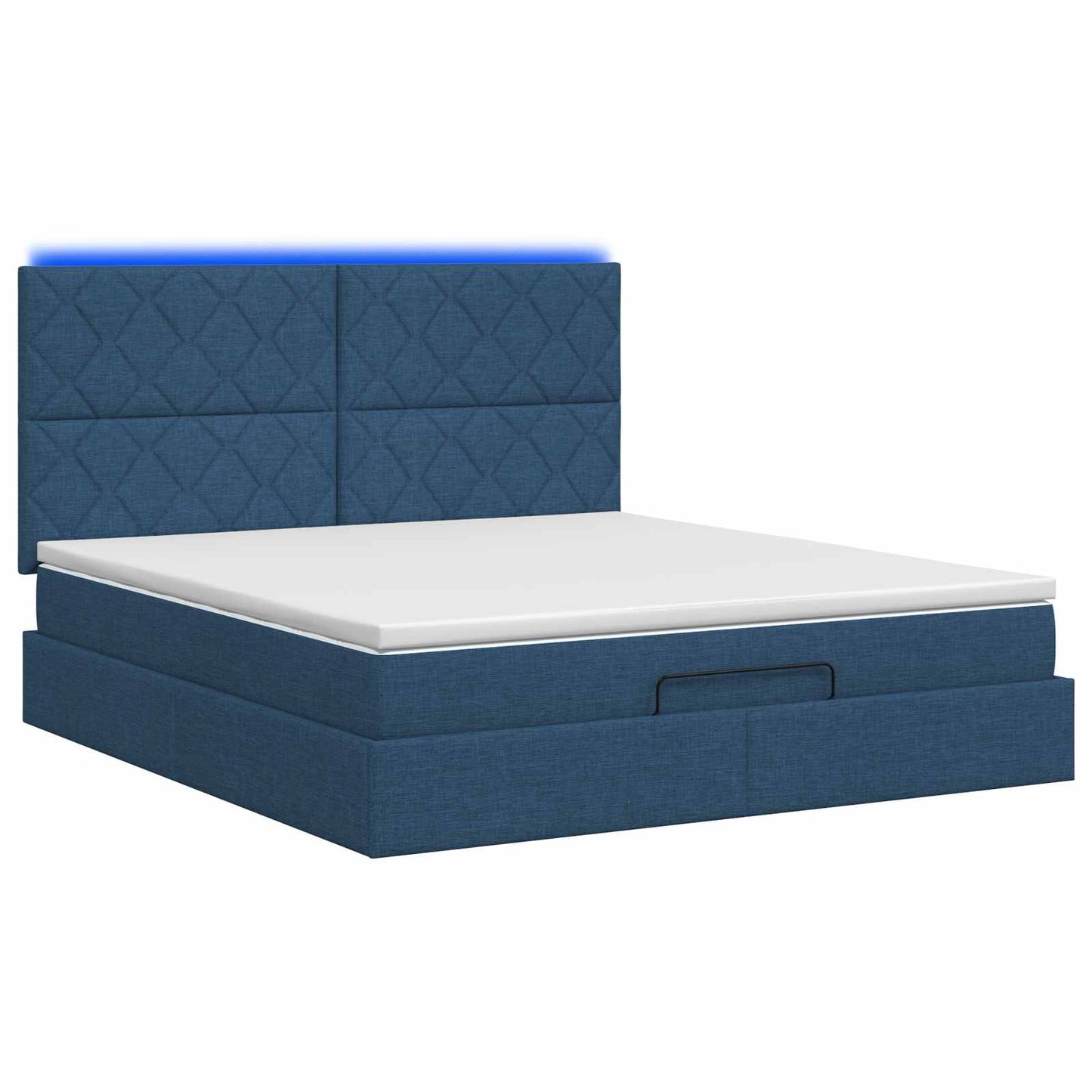 Ottoman seng med madras og LED Blå 140 x 190 cm Stof