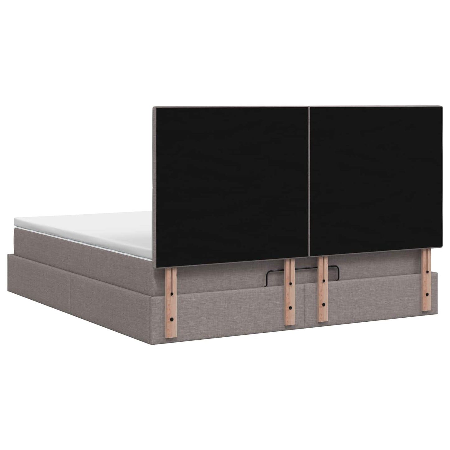 Ottoman seng med madras og LED Gråbrun 140 x 200 cm Stof