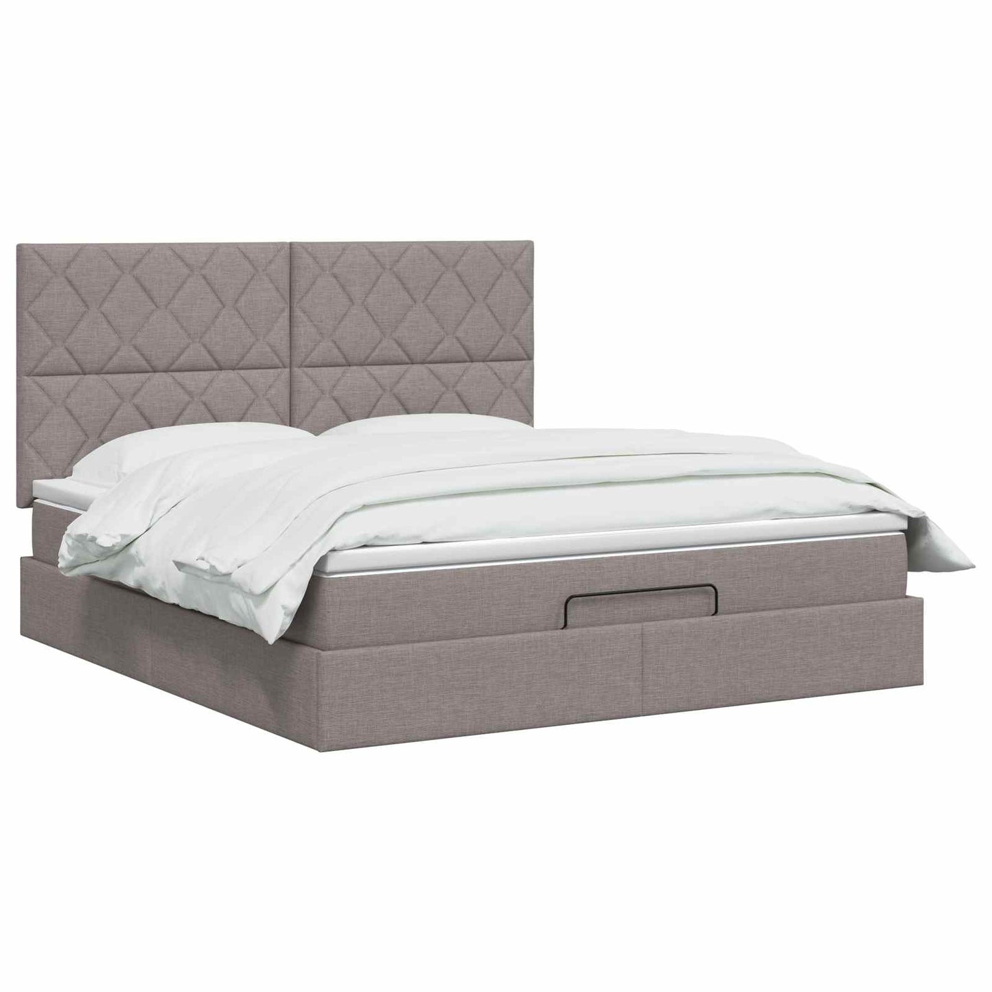 Ottoman seng med madras og LED Gråbrun 180 x 200 cm Stof