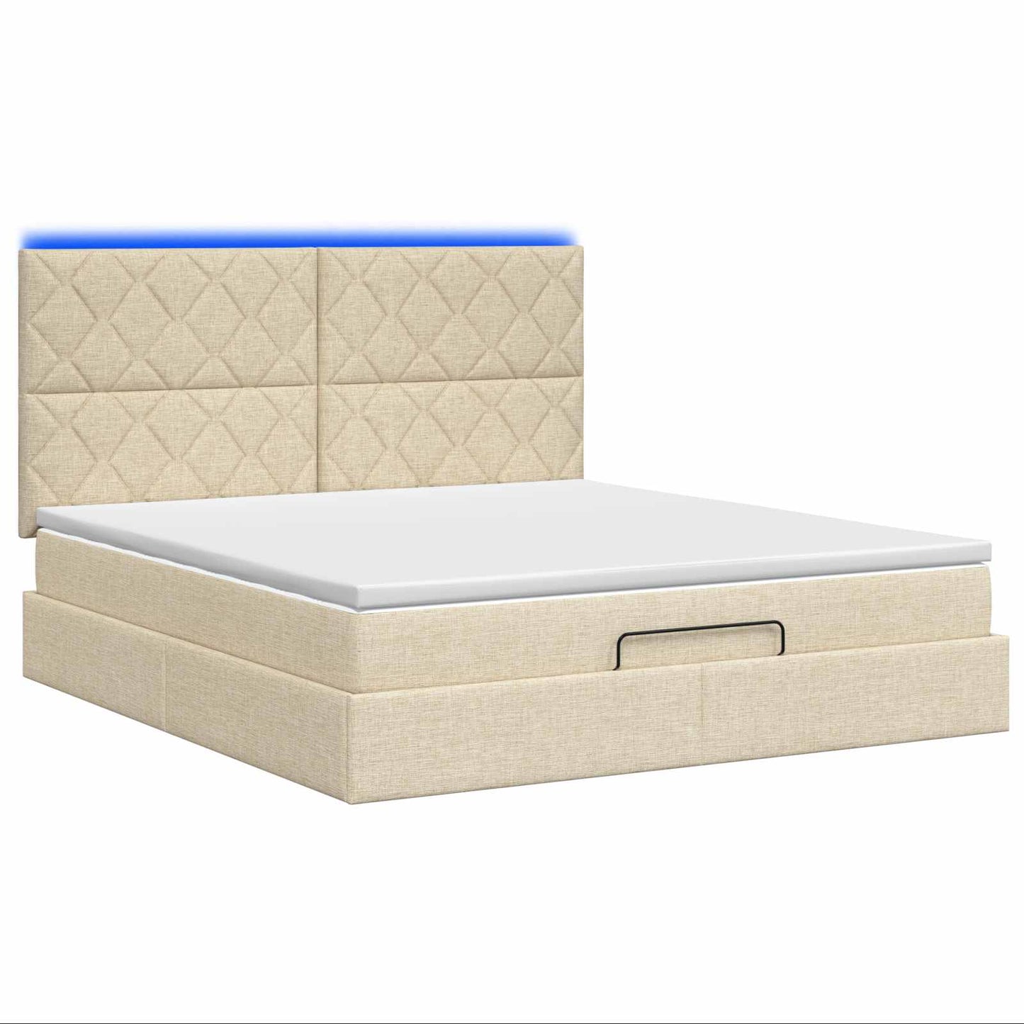 Ottoman seng med madras og LED Cremefarvet 180 x 200 cm Stof
