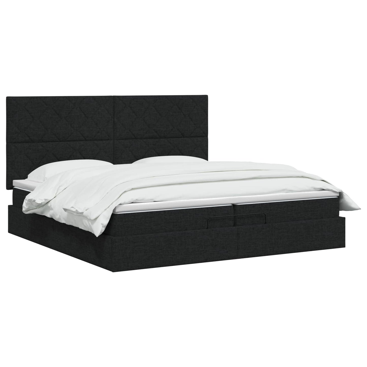 Ottoman seng med madras og LED Sort 200 x 200 cm Stof