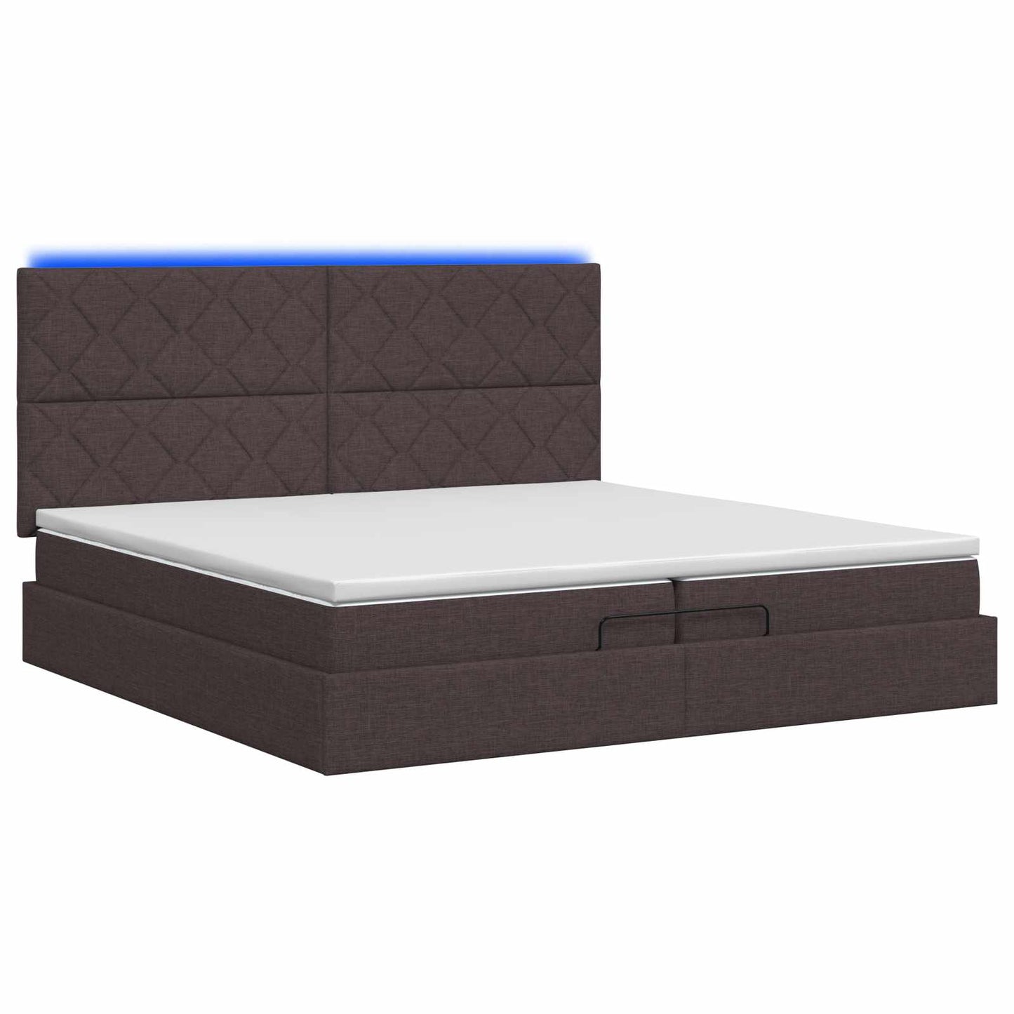 Ottoman seng med madras og LED Mørk Brun 200 x 200 cm Stof