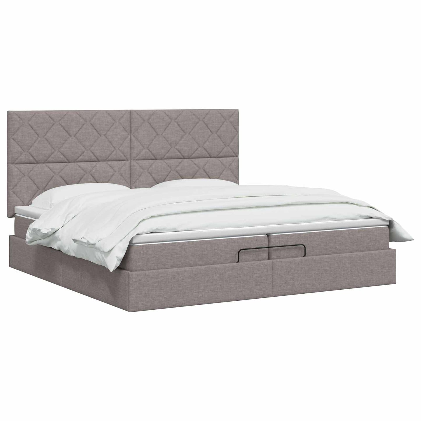 Ottoman seng med madras og LED Gråbrun 200 x 200 cm Stof
