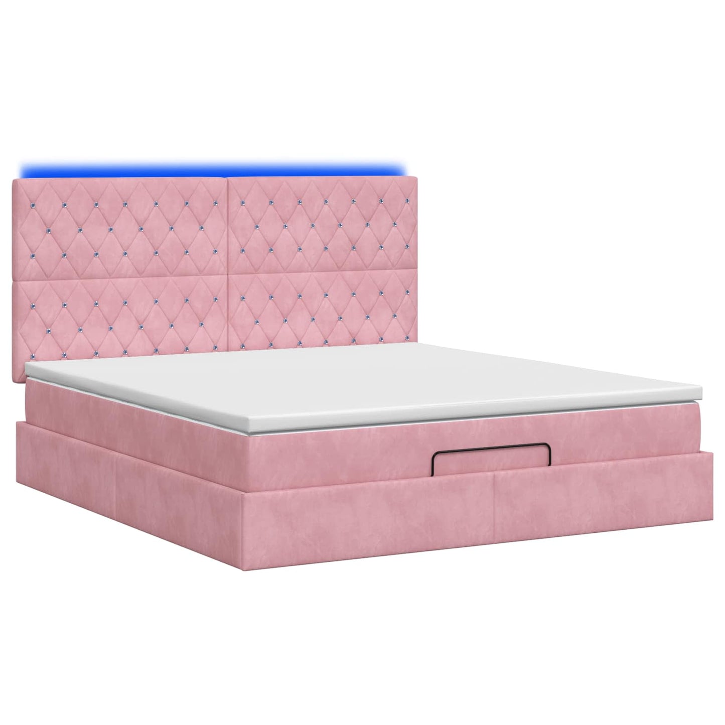 Ottoman seng med madras og LED Lyserød 140 x 190 cm Fløjl