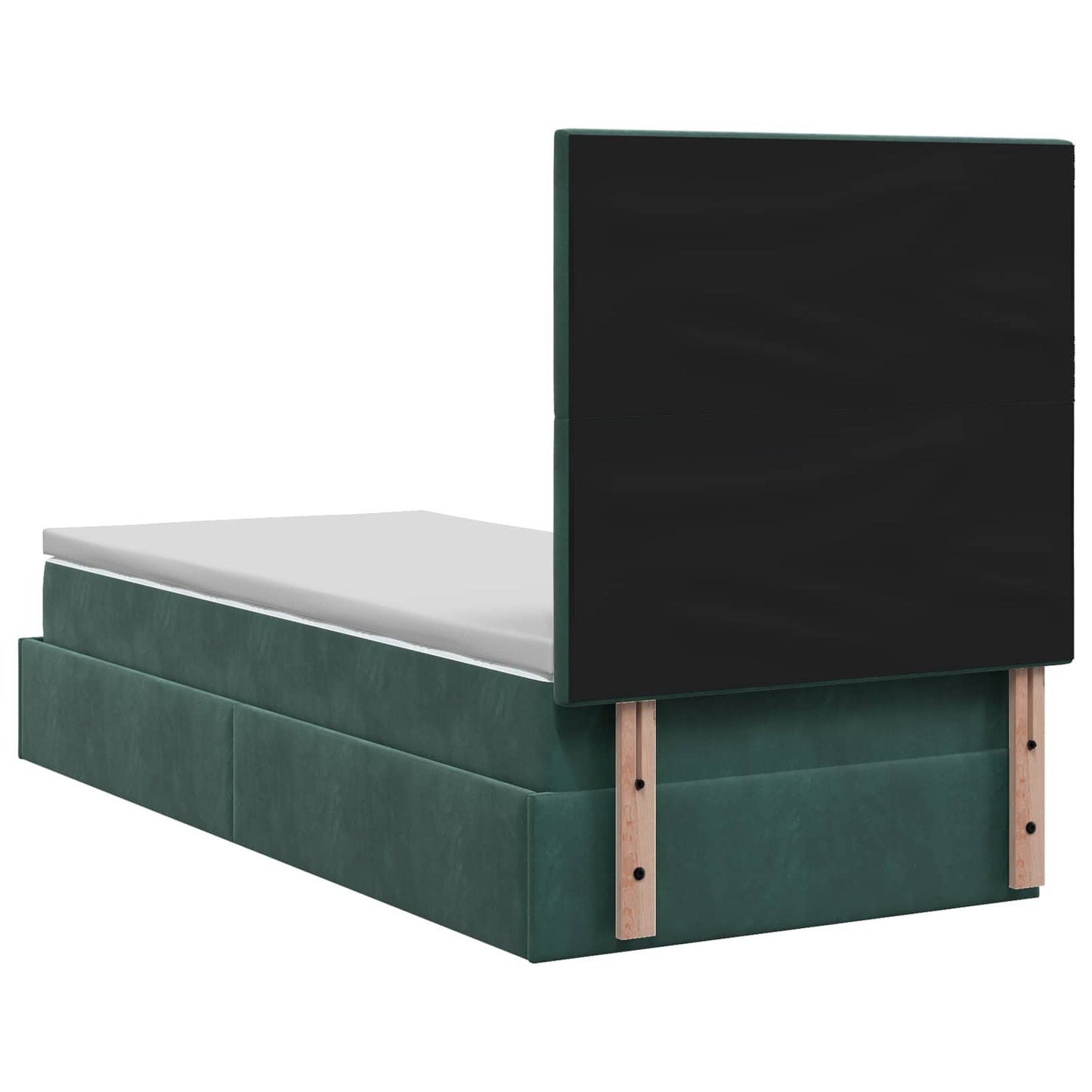 Ottoman seng med madras og LED Mørkegrøn 80 x 200 cm Fløjl