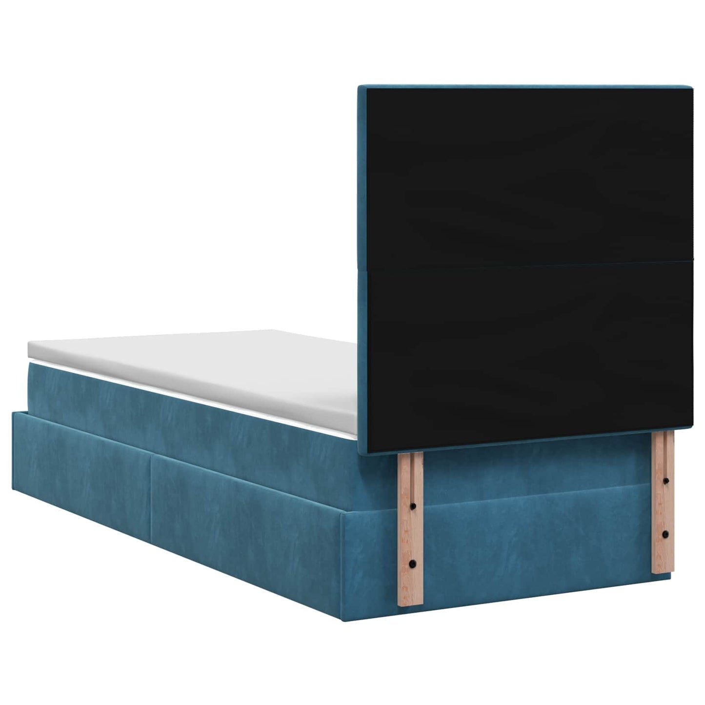 Ottoman seng med madras og LED Mørkeblå 80 x 200 cm Fløjl